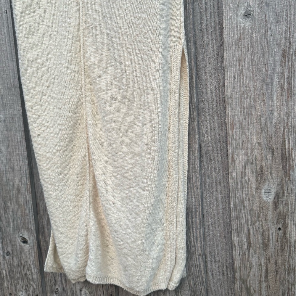 Free People Bri Sweater Maxi Dress Cream Boho Slit Lounge S - Picture 10 of 10